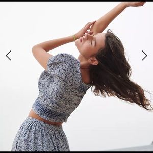 NWT (Set) Madewell Blue Floral Skirt and Blouse Cotton